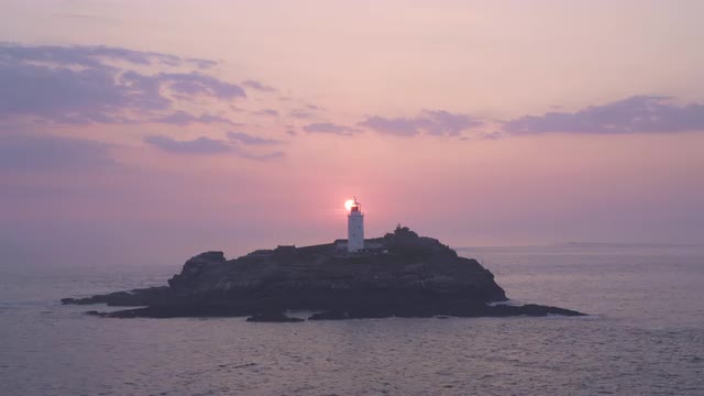 Beautiful sunset  at Godrevy Lighthouse, Cornwall, UK