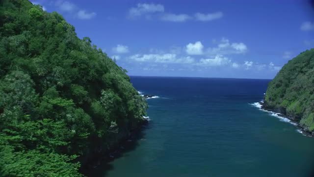 Hawaii Aerial of the shores and cliffs of the island