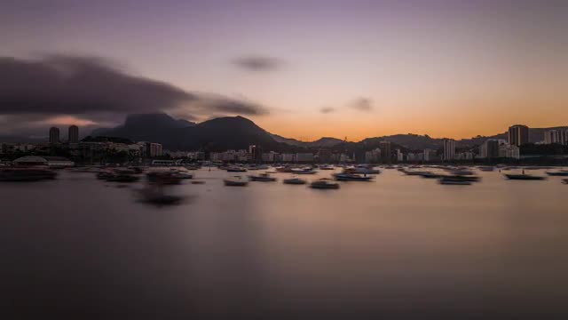 Evening to night time-lapse of the Rio de Janeiro marina.