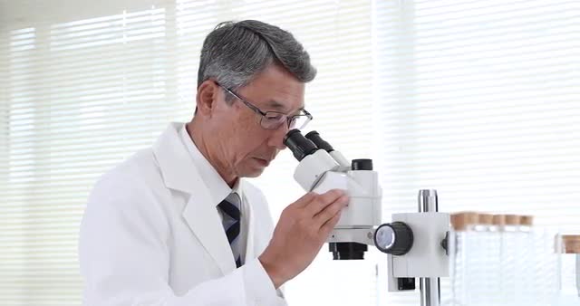 Senior Japanese researcher working in the lab