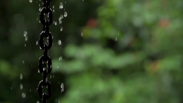 Rainfall down silhouette chain, high speed