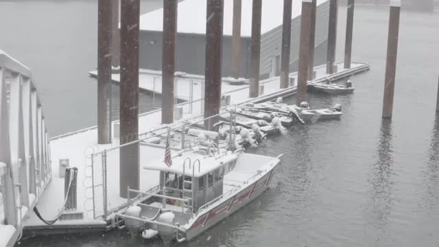Snowing On Boats