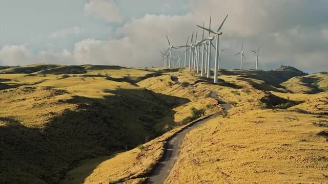 Windmills on mountainside