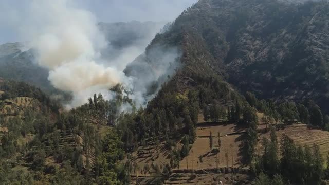 forest fire in the mountains