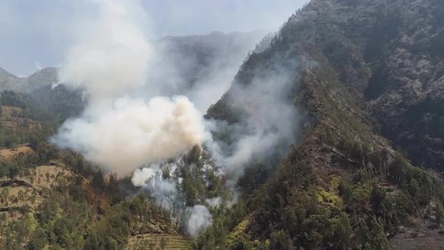 forest fire in the mountains