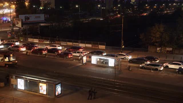 Warsaw, Poland 6K traffic time lapse evening to night.