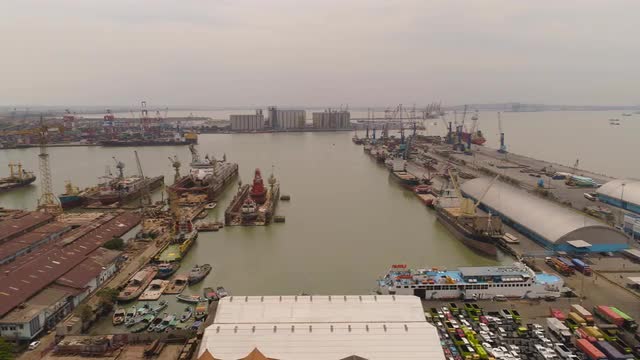 cargo and passenger seaport in surabaya, java, indonesia