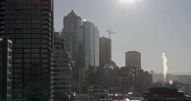 Wide aerial shot of downtown Seattle, Washington