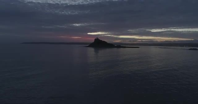 St Michael's Mount Moody Atmospheric Aerial Footage Marazion, Cornwall, UK