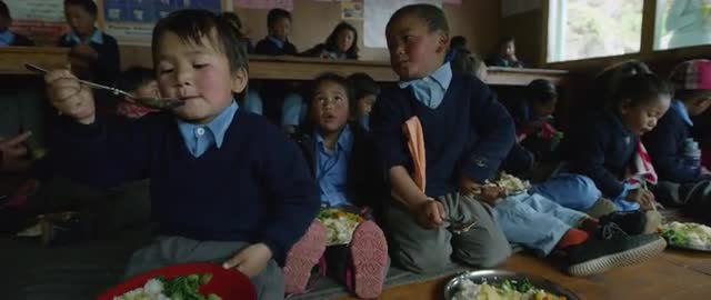 Nepalese School Children Eating Lunch