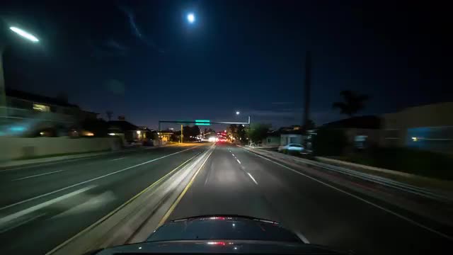 San Diego Full Moon Night Drive-lapse from Ocean Beach to Downtown