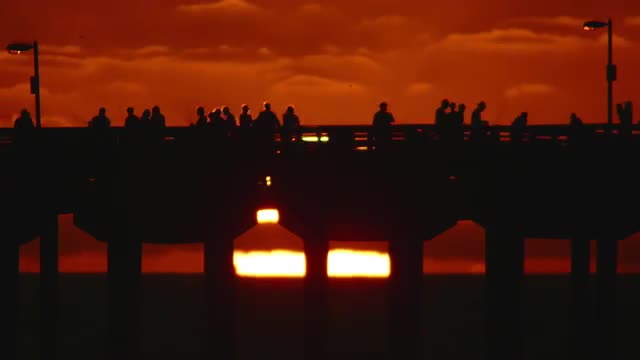 San Diego Extreme Telephoto Sunset Through OB Pier