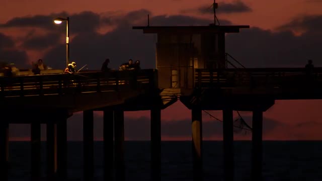 San Diego Extreme Telephoto of Ocean Beach Pier at Twilight