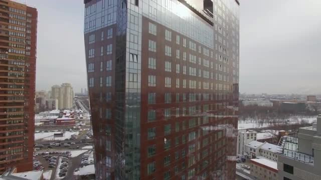 Modern highrise block of flats, aerial view