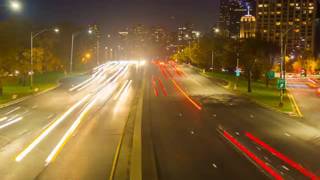 4K time-lapse of Chicago's Lake Shore Drive at night