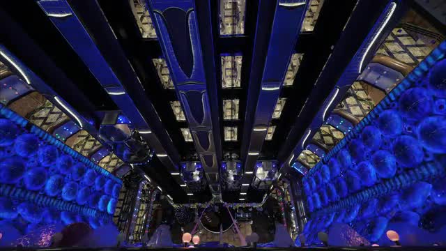 Timelapse of elevators in trade centre or cruise ship