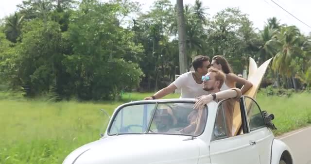 Friends at road trip journey