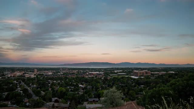 Time lapse overlooking Provo during colorful sunrise Time lapse overlooking Provo during colorful sunrise