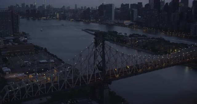Queensboro Bridge at Night Aerial