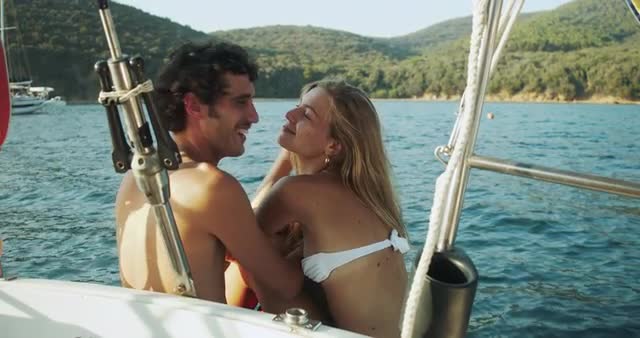 Friends on a sailing boat