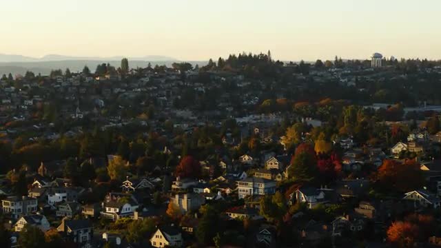 Aerial shot of Magnolia neighborhood in Seattle
