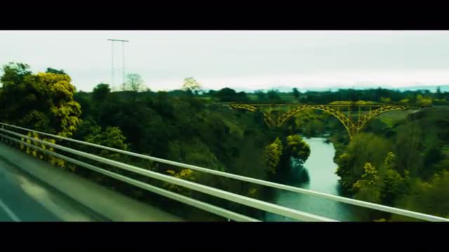 Fast Tracking Shot of a Suspension Bridge in Chile