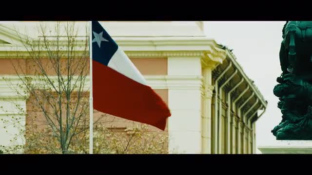 Chilean Flag Waving in Town