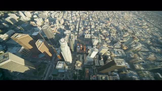 High Altitude Shot of Downtown Los Angeles Financial District