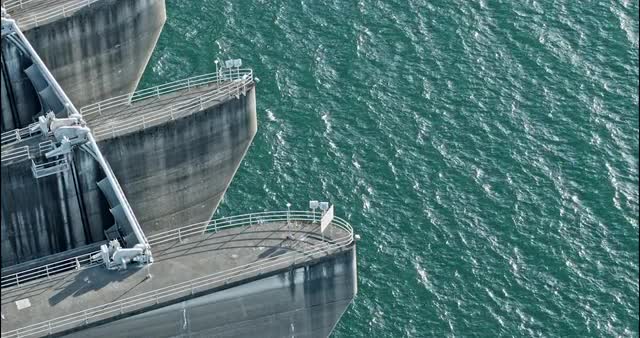 Medium shot of the back of the spillways