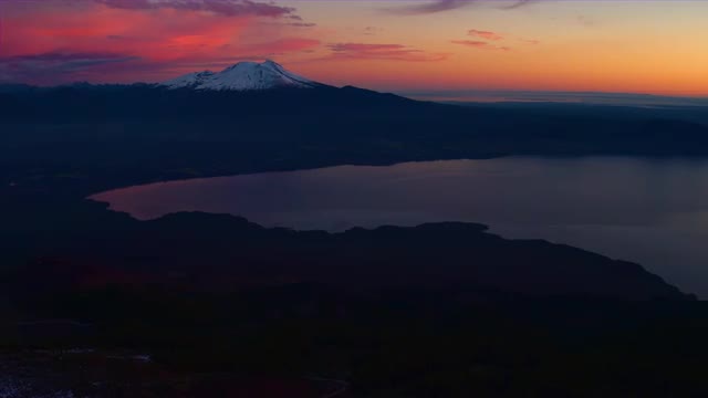 Aerial view of the Lake Llanquihue and the Calbuco Volcano
