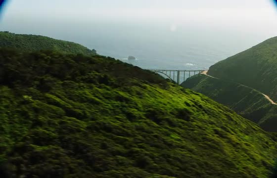 Aerial Shot of a Bixby Bridge on the California Coastline