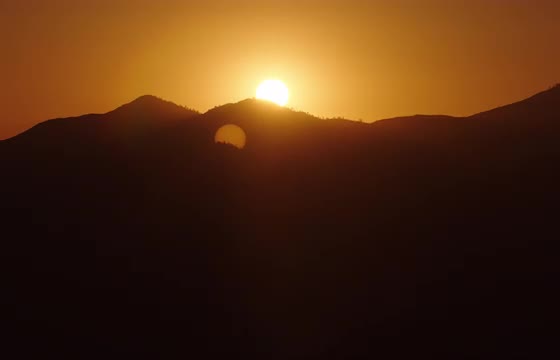 Aerial Shot of Sunset in the California Mountains at Sunset