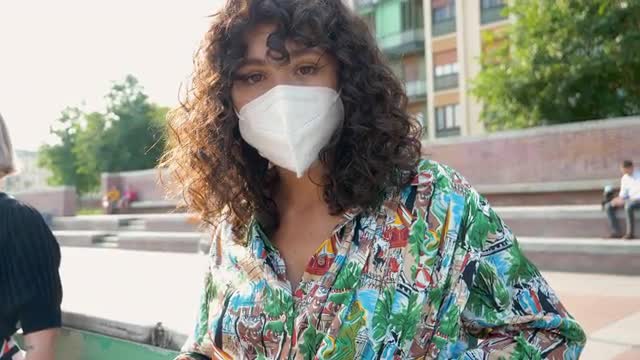 Portrait of woman wearing mask