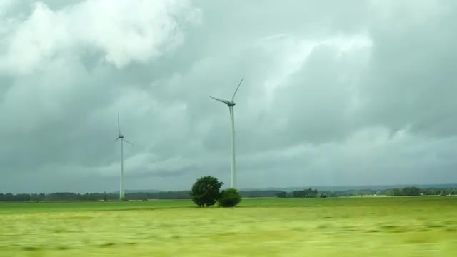 pov driving along windmills
