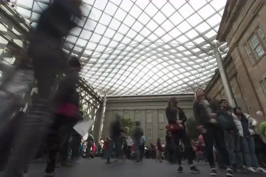 Timelapse Tourists Walking Through National Portrait Gallery Kogod Plaza