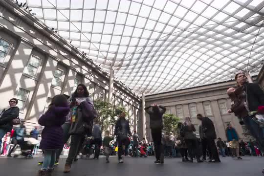 Timelapse Tourists Walking Through National Portrait Gallery Kogod Plaza
