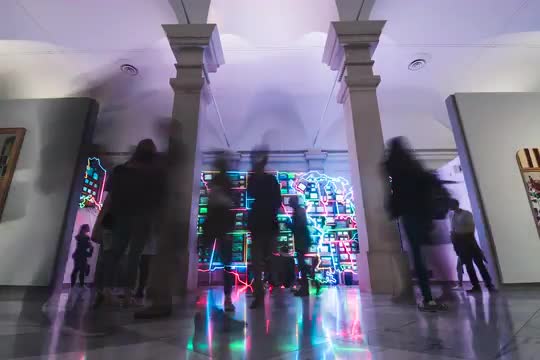 Timelapse of Tourists Enjoying Electronic Superhighway