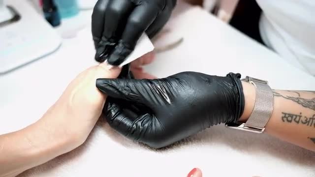 Woman having nails done