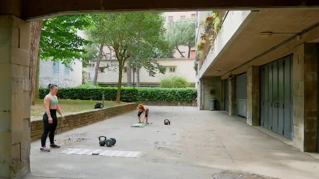 Women doing crossfit outdoors