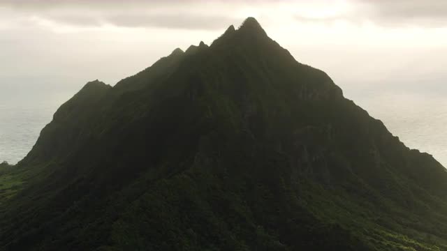 Backlit Mountain Aerial Shot