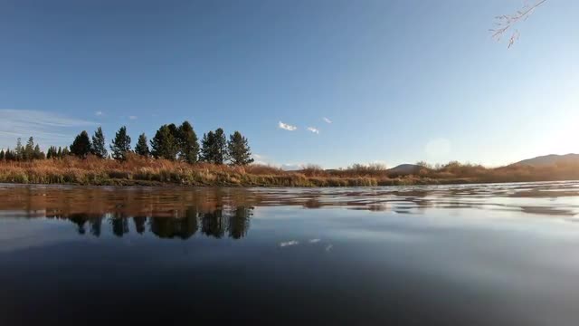 Water rippling on the Madison River in water level view