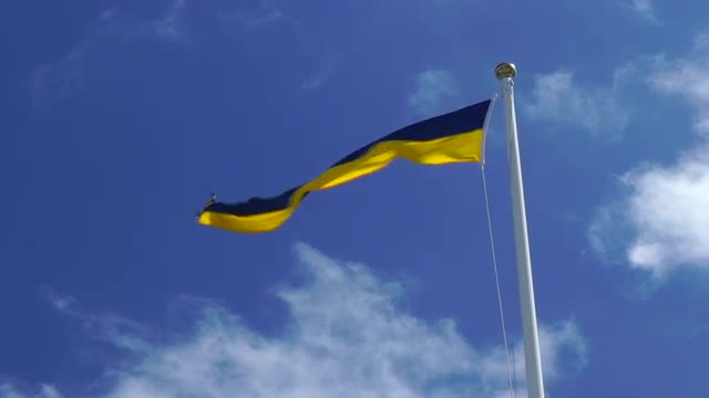 swedish flag banner in strong wind - slowmotion shot
