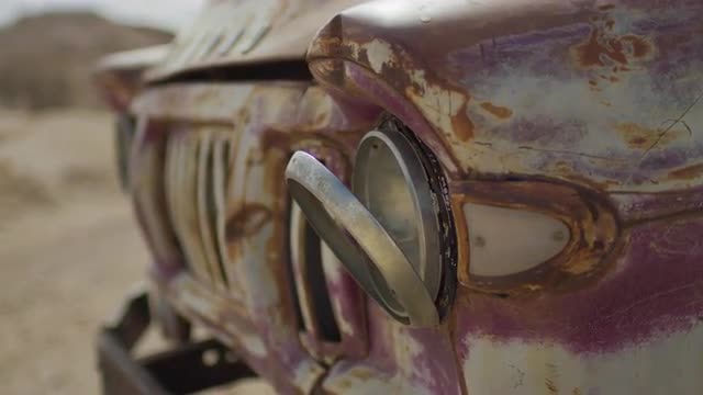 Old rusty opal mining truck in outback australia