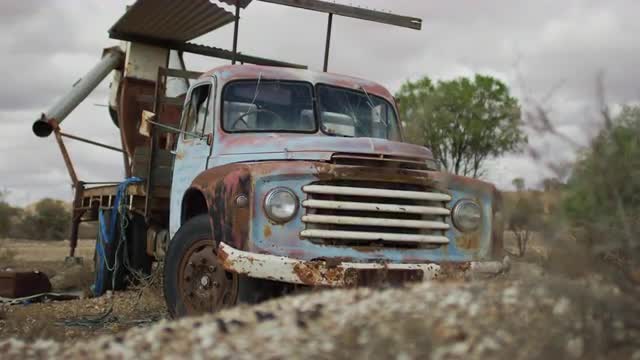 Old rusty opal mining truck in outback australia