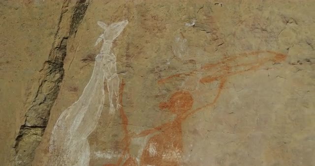 Traditional Aboriginal Painting on cliff side Kakadu National Park