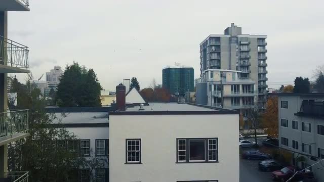 Aerial view of Vancouver neighbourhood on a cloudy day