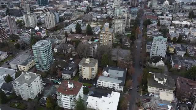 Aerial view of South Granville in the overcast day