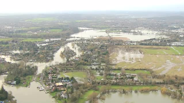 Residential flooding wide area, England, UK