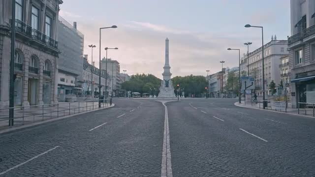 Downtown Lisbon - Lockdown Streets - Baixa - Empty Road