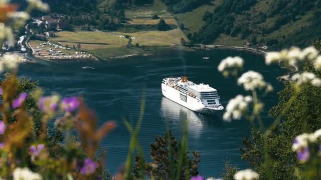 Cruise Liner On Fjord, Norway